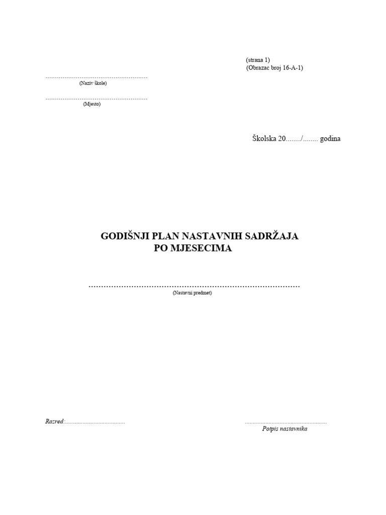 Godisnji Plan Rada 7 23 | PDF