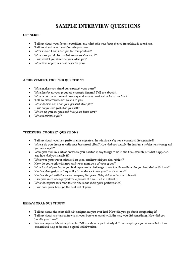 interview questions for a research job