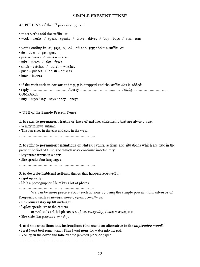 Simple Present Tense Guide | PDF | Grammatical Tense | Linguistics