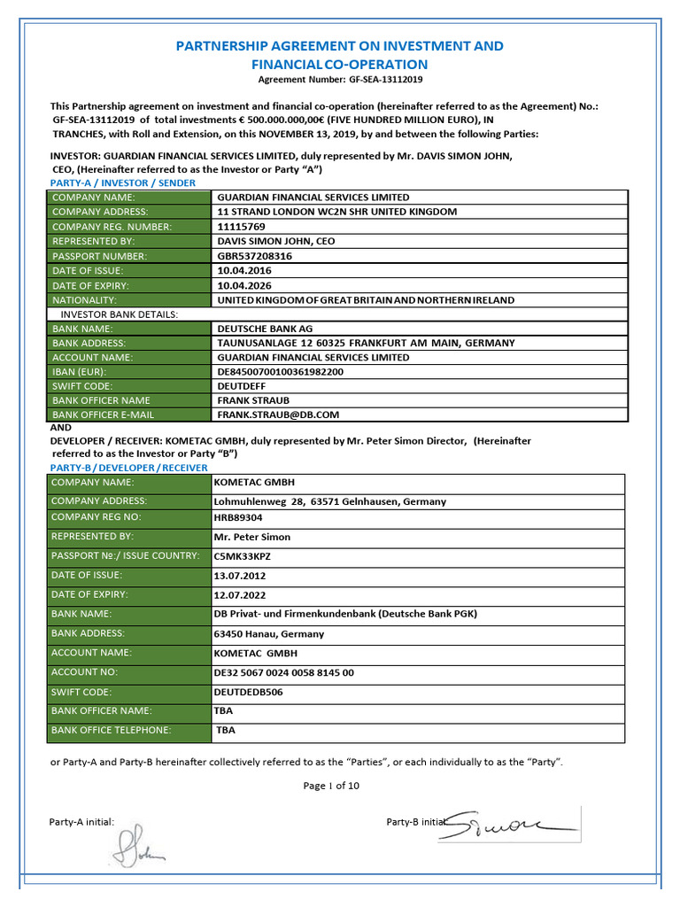 500 AGREEMENT SL-HK-M3_KOMETAC GMBH | PDF | Banks | Investing