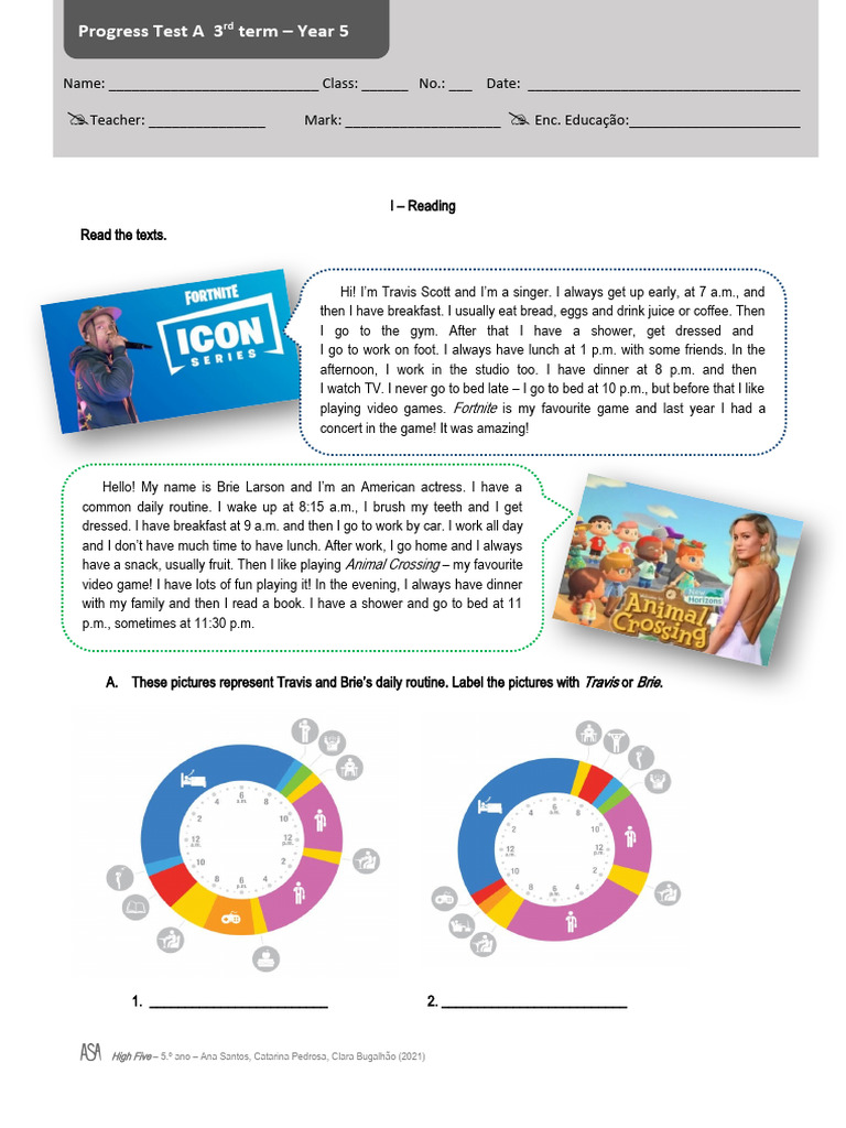 Progress Test - A - 3P - Year5 - 2020 - 2021 | PDF | Artes Linguísticas ...
