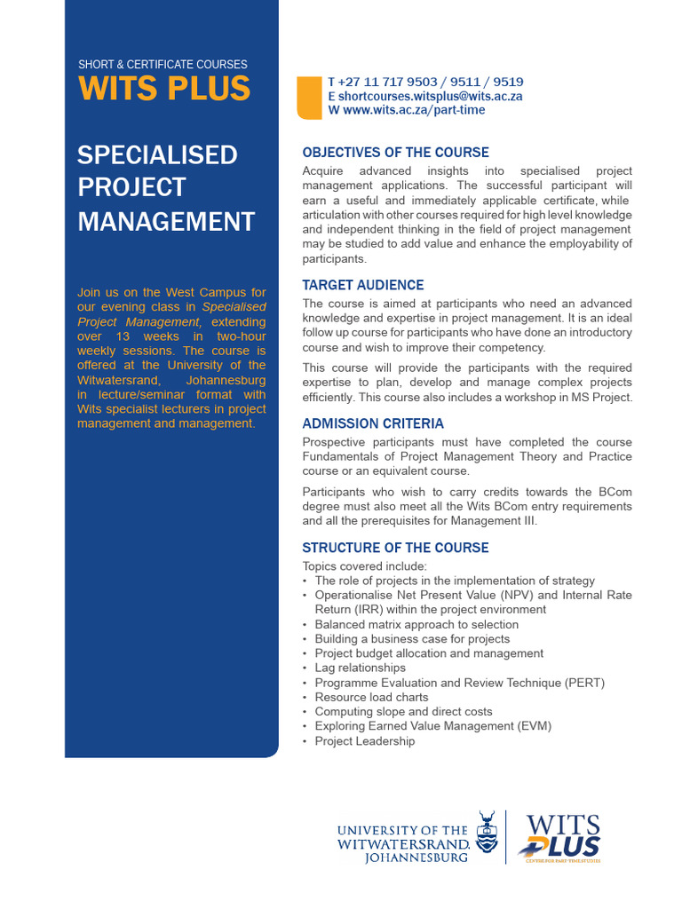 Specialised Project Management Course | PDF | Project Management | Net ...