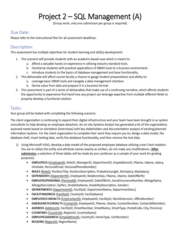 Project 2 - SQL Management - 6.4.1.2. - Ver 1.3a - Group | PDF