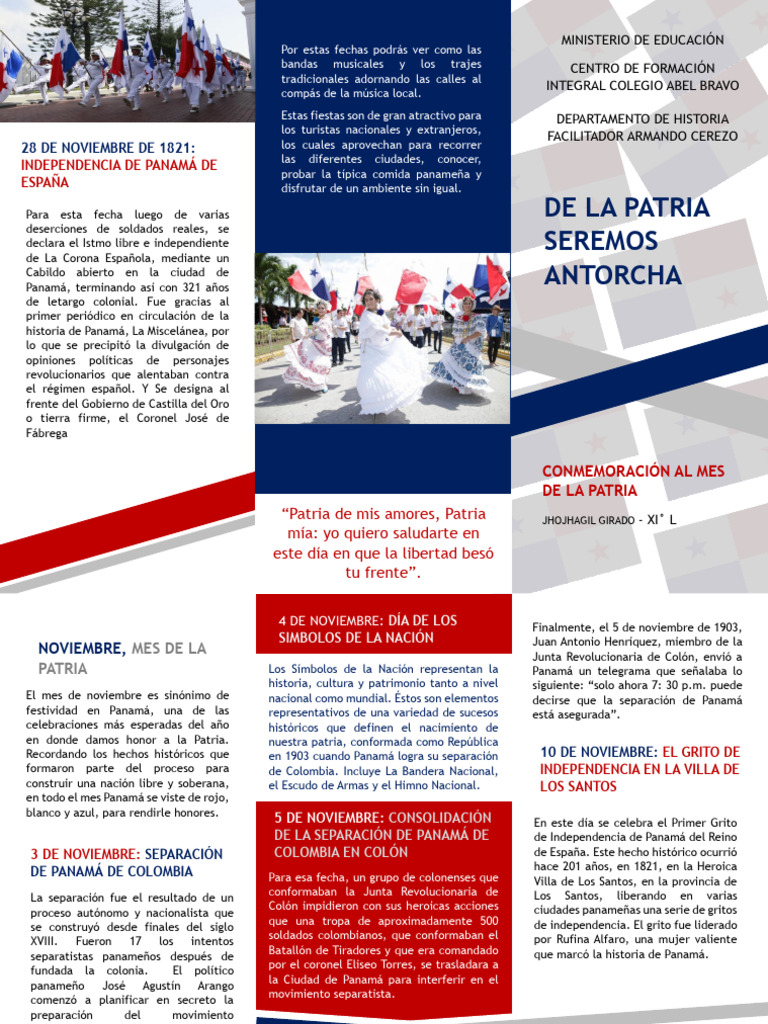 Fechas Clave del Mes de la Patria en Panamá | PDF | Panamá | America latina