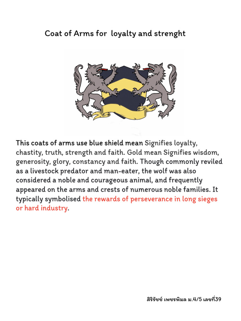 Coat of Arms For Loyalty and Strenght This Coats of Arms Use Blue