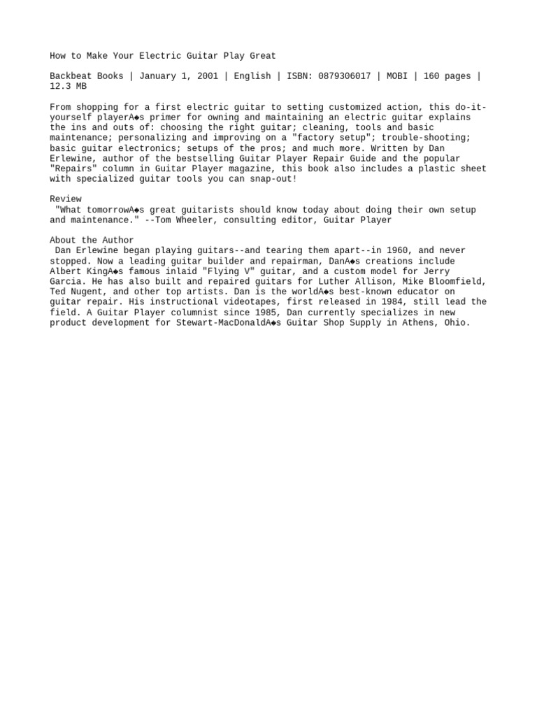 How To Make Your Electric Guitar Play Great PDF