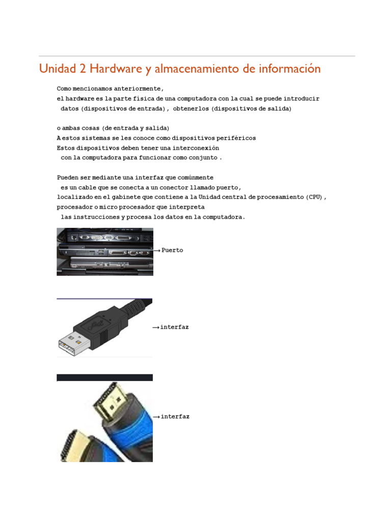 Hardware y almacenamiento en computadoras | PDF | Hardware de la ...