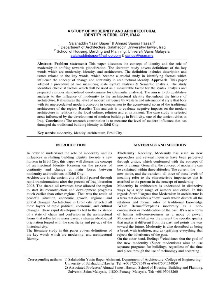 A Study of Modernity and Architectural | PDF