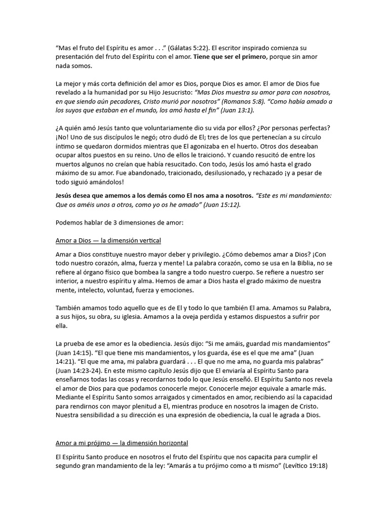 Amor: Fruto del Espíritu Santo | PDF | Amor | Jesús