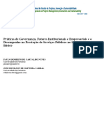 Práticas de Governança, Fatores Institucionais e Empresariais e o Desempenho Na Prestação de Serviços Públicos No Setor de Saneamento