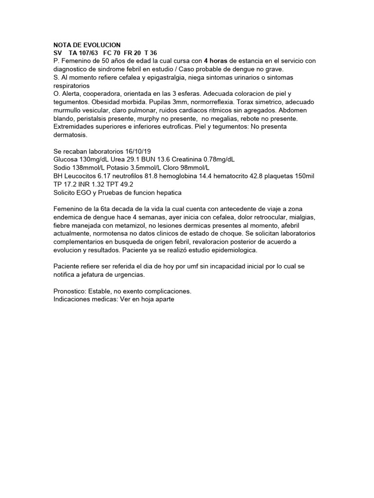 Nota de Evolucion | PDF