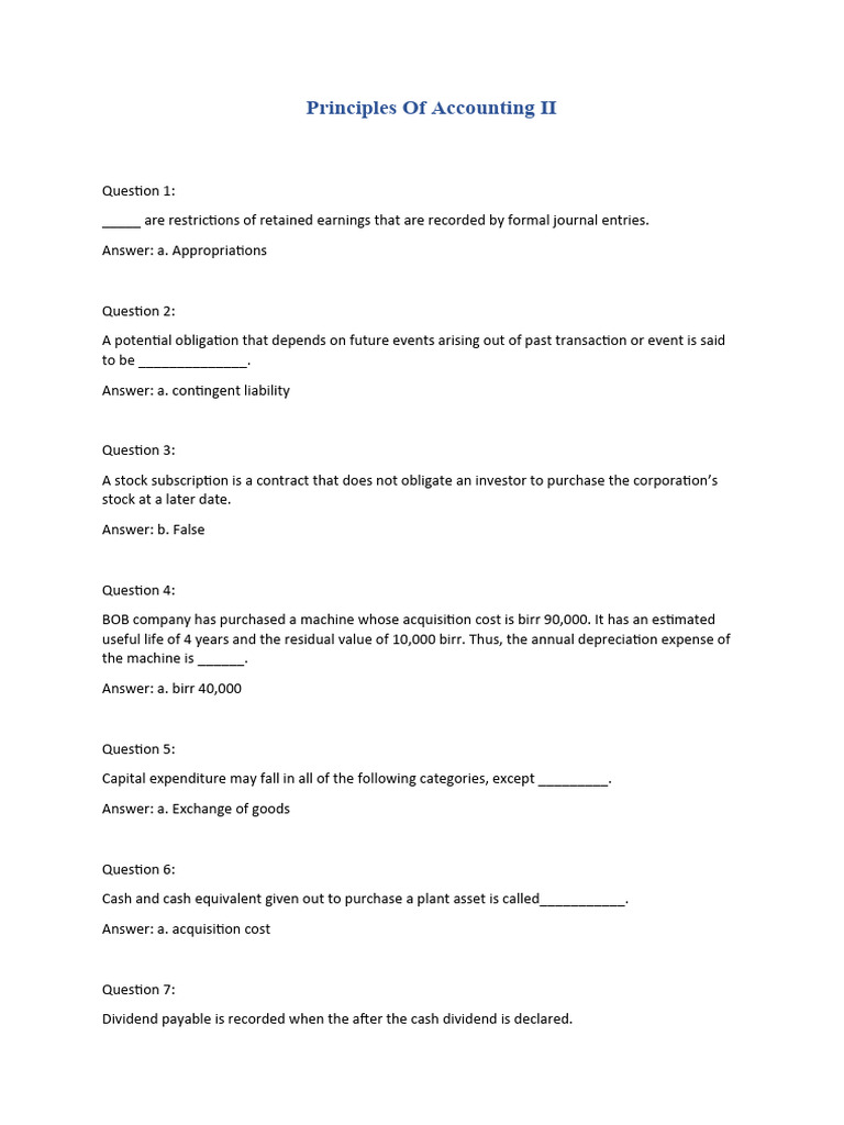 Principles of Accounting II | PDF | Expense | Cost