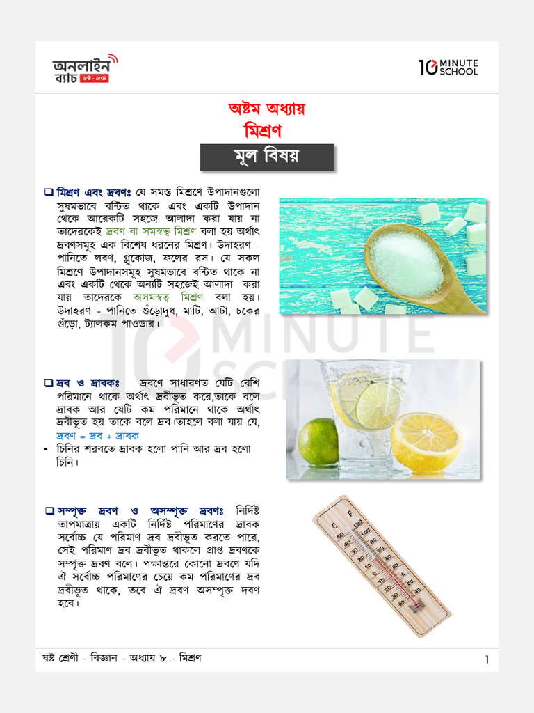 Class 6_Science_Chapter_8_মিশ্রণ | PDF