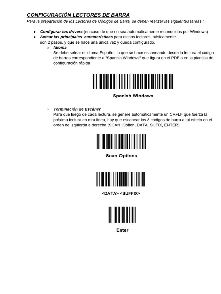 Configuracion lectores de codigo de barra pdf