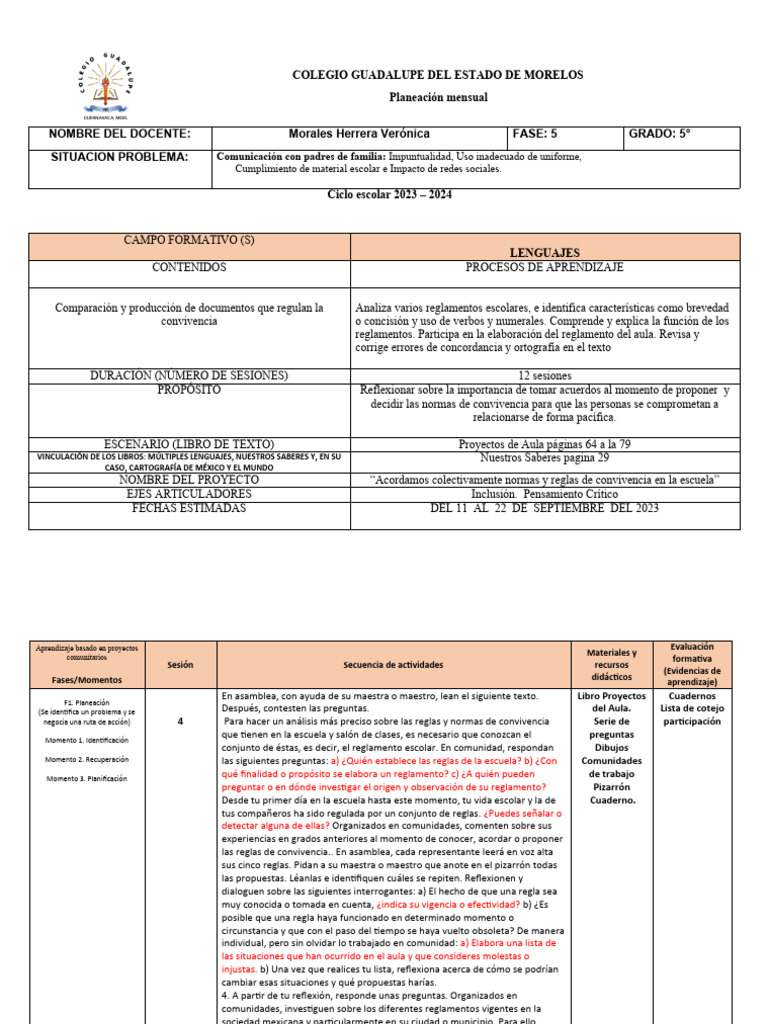 Formato de Planeacion Por Proyectos | PDF