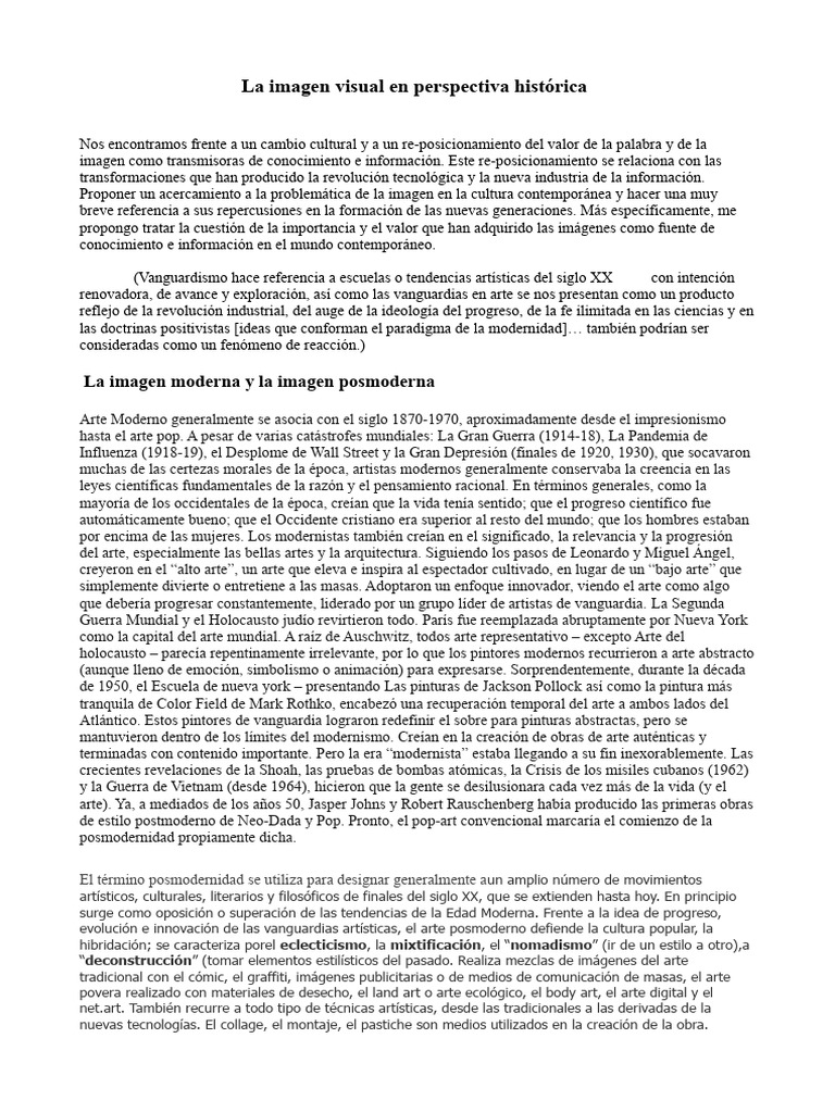 La imagen visual en la posmodernidad | PDF