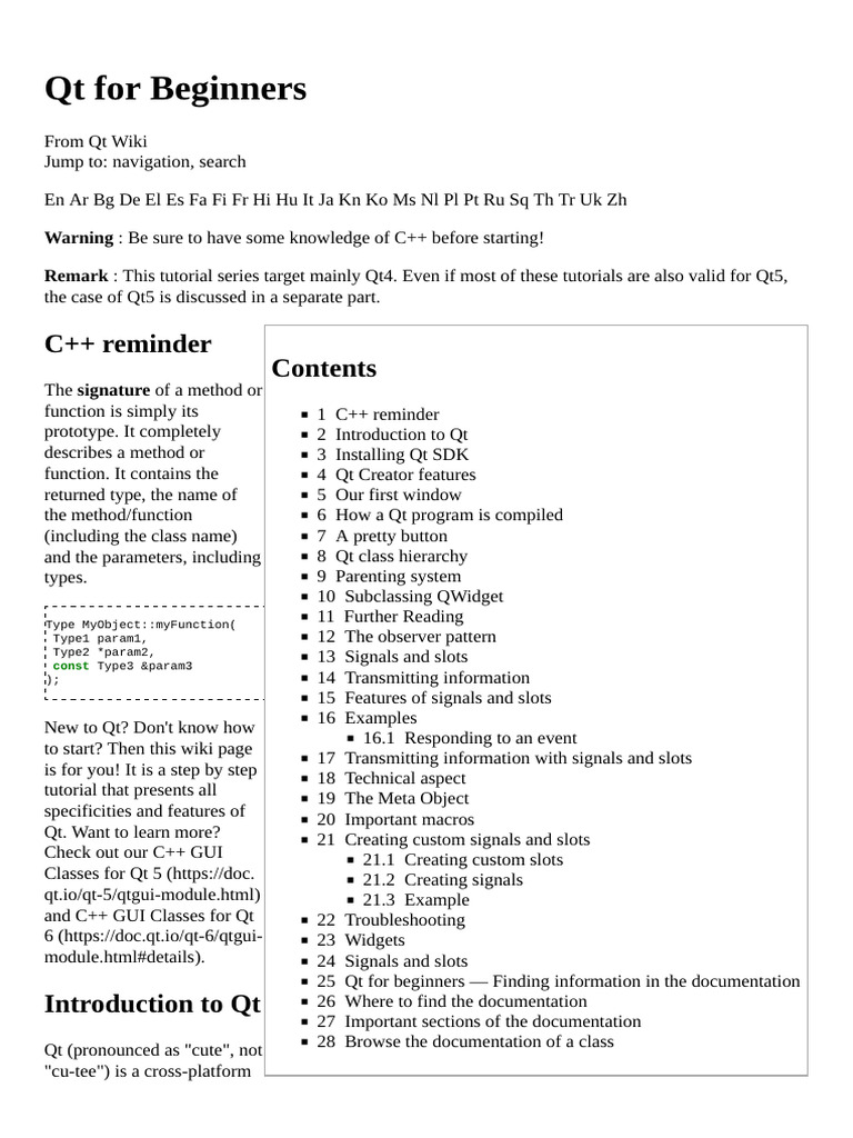 Qt for Beginners: Getting Started Guide | PDF