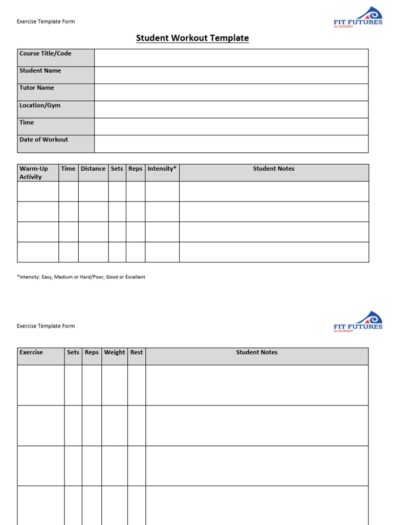 Exercise Template | PDF
