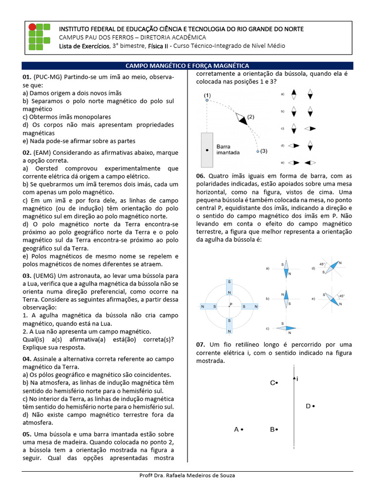 Exercícios sobre Campo Magnético | PDF
