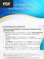 Characteristics of Entrepreneurs