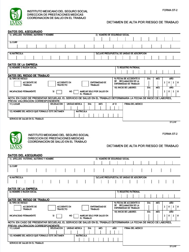 Formatos ST-2 y ST-4 IMSS | PDF
