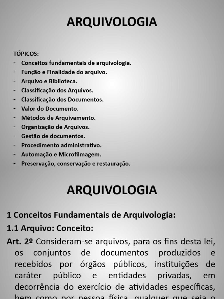 Aula Arquivologia | PDF | Ciências e Matemática