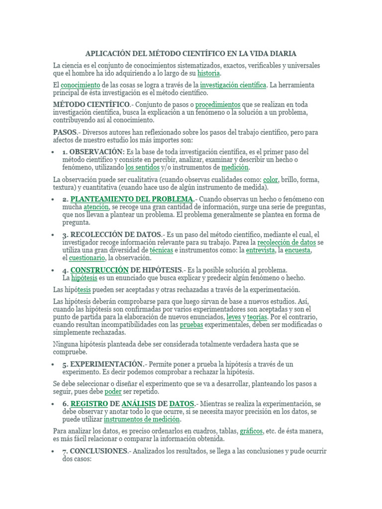 Actividad Aplicacion Del Metodo Cientifico en La Vida Diaria | PDF