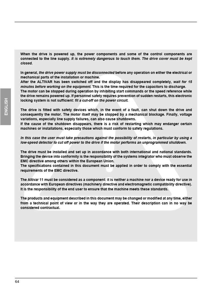 ATV 11 Technical Manual - EN - Mais Atual | PDF | Relay | Mains Electricity