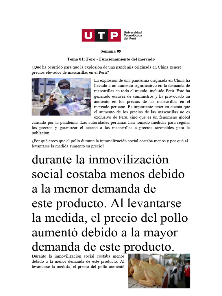 Impacto de la pandemia en precios de mascarillas y pollo | PDF