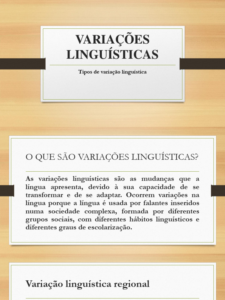Tipos de Variação Linguística | PDF | Linguística | Sociolinguística