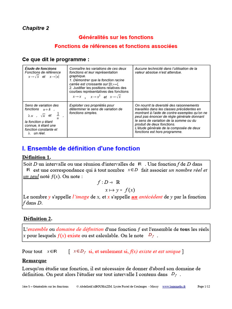 1S Ch02 GFonctions | PDF