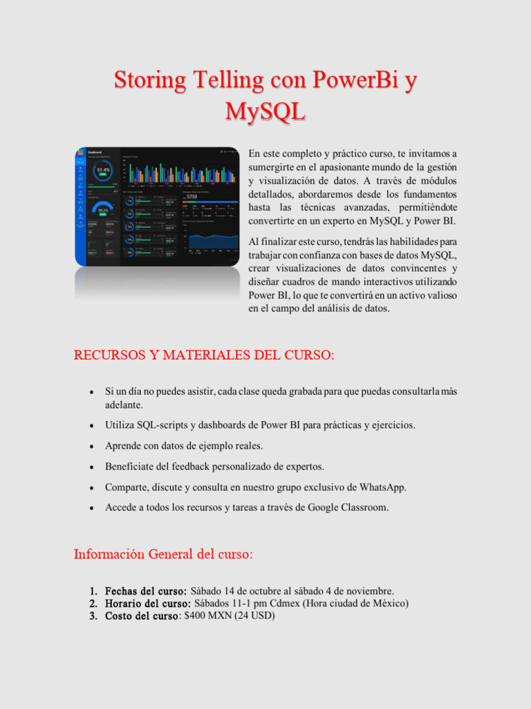 Curso MySQL y Power BI: Visualización de Datos | PDF | Mi sql | Bases ...