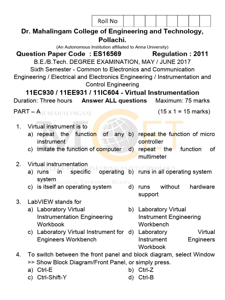 Dr. Mahalingam College of Engineering and Technology, Pollachi ...
