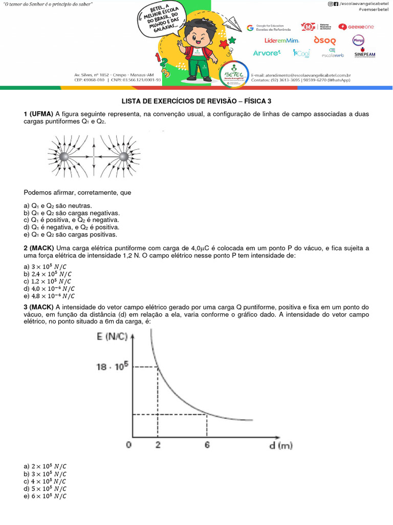 Lista de Exercícios de Revisão - Física 3 | PDF