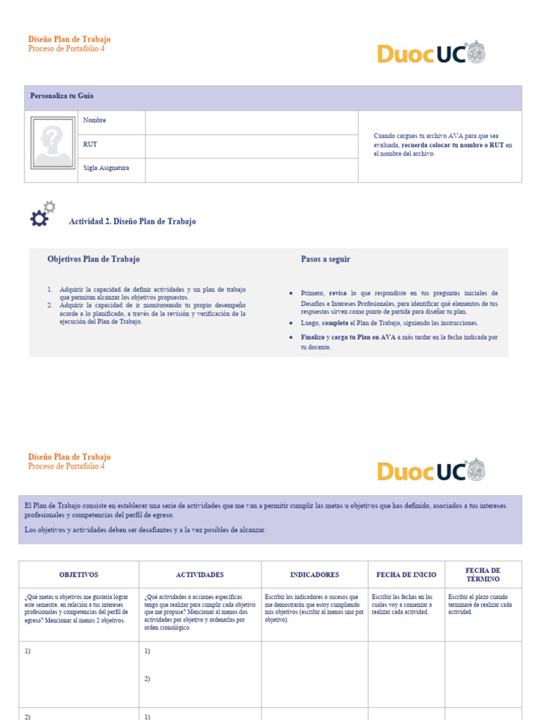 Guía para Diseñar un Plan de Trabajo | PDF | Crecimiento personal y ...