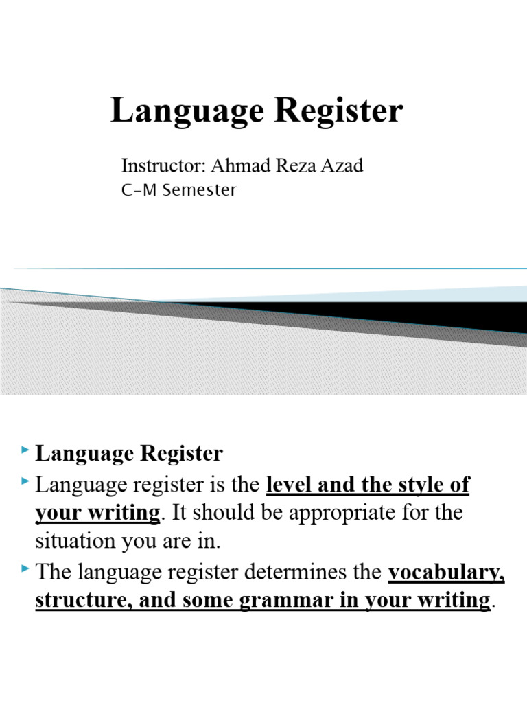 Language Register | PDF | Linguistics | Grammar