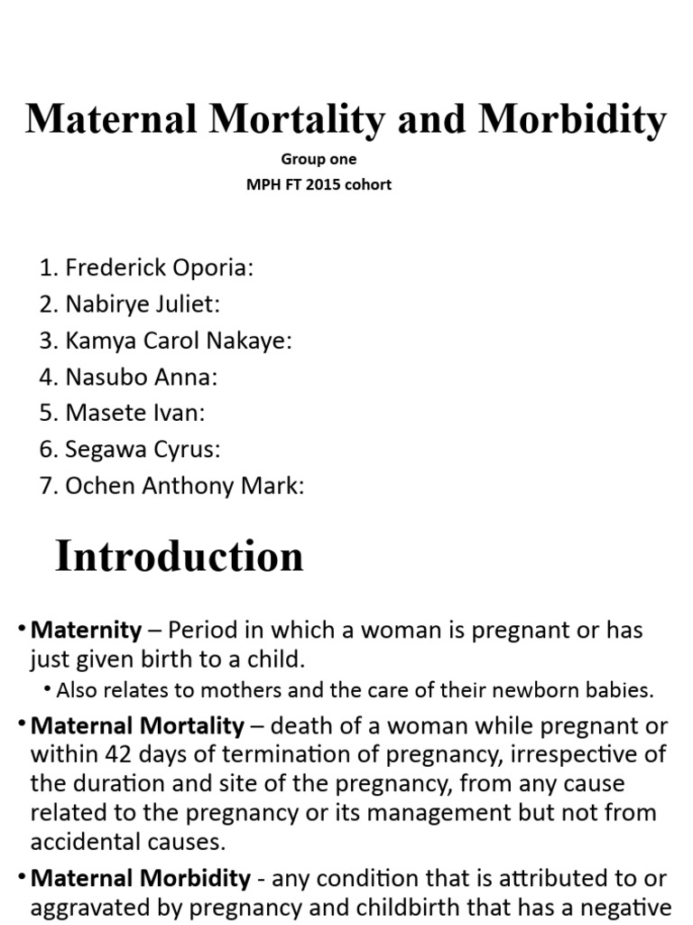 Maternal Mortality and Morbidity - Final | PDF