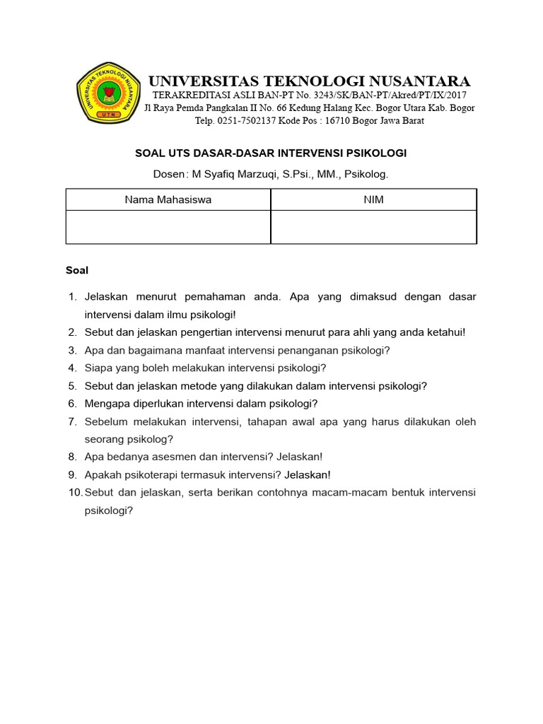 Dasar-Dasar Intervensi Psikologi | PDF