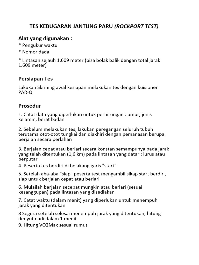 Rockport test pdf