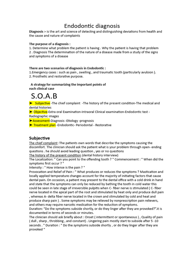 Endodontic Diagnosis PDF Periodontology Medical Specialties