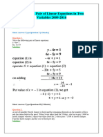 Chapter 3 Pair of Linear Equations in Two Variables - Answers 2009-2016