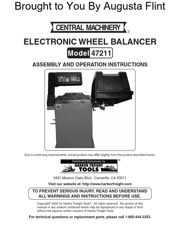 Central Machinery Wheel Balancer 47211 PDF