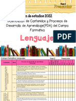 Preescolar Contenidos y Procesos de Desarrollo de Aprendizaje Del Campo Formativo Lenguajes