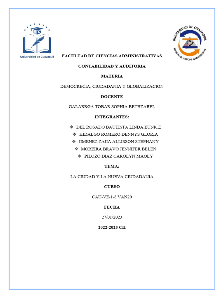 La Ciudad y La Nueva Ciudadania PDF