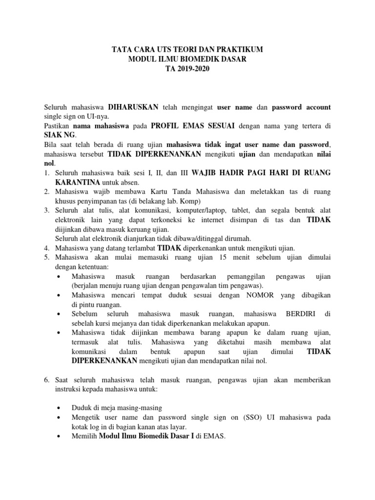 Tata Cara Uts Teori Dan Praktikum 2019 | PDF