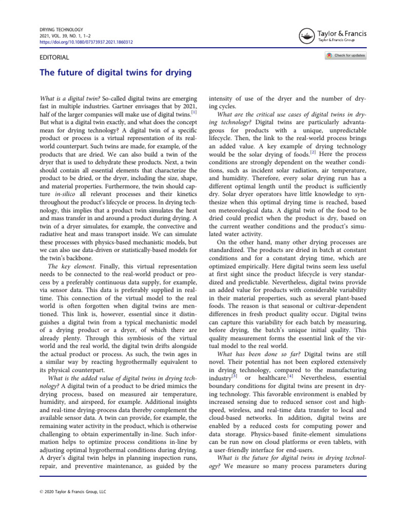 The Future of Digital Twins For Drying | PDF | Simulation | Computing
