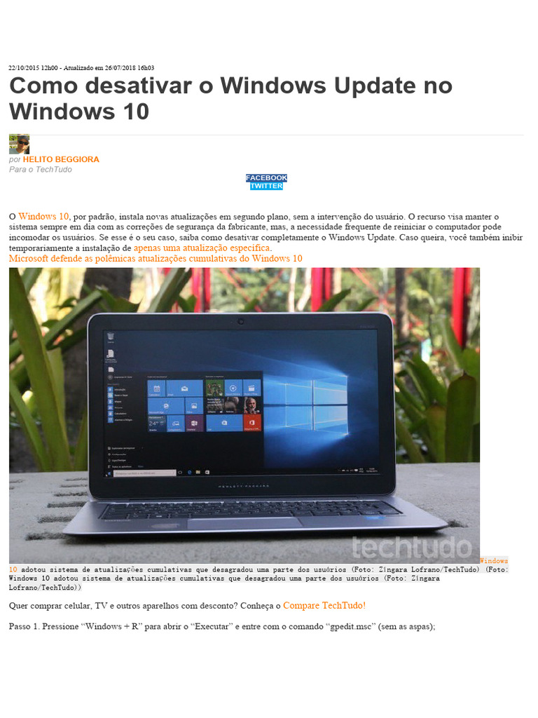 Como desativar o windows update no windows 10 pdf windows 10