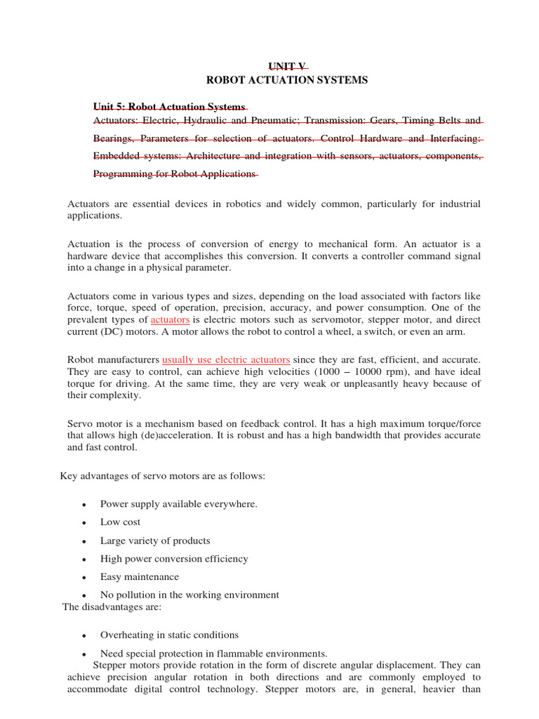 Types of Actuators in Robotics | PDF