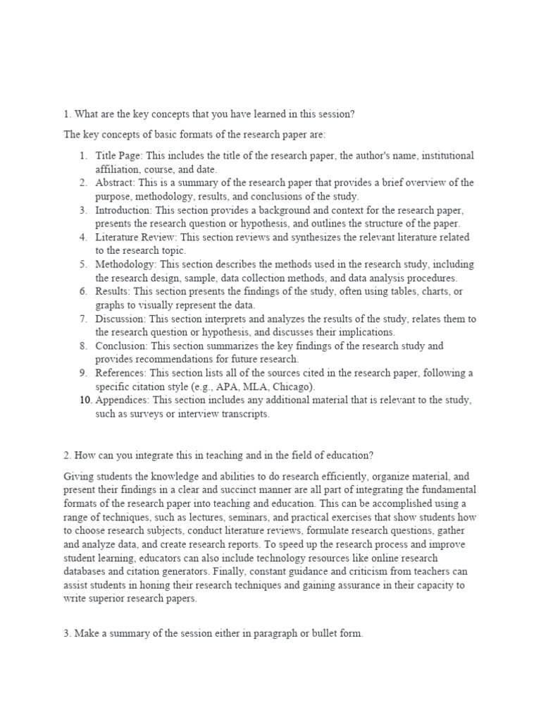 Basic Formats of The Research Paper | PDF