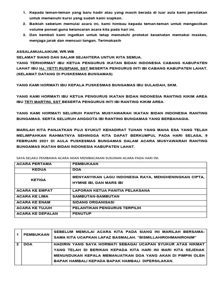 Musyawarah IBI Ranting Bungamas 2021 | PDF